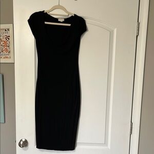 See You Monday Black Sheath Midi Dress Square Neck